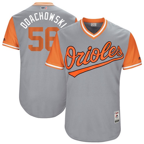 Men's Majestic Baltimore Orioles #56 Darren O'Day "Odachowski" Authentic Gray 2017 Players Weekend MLB Jersey