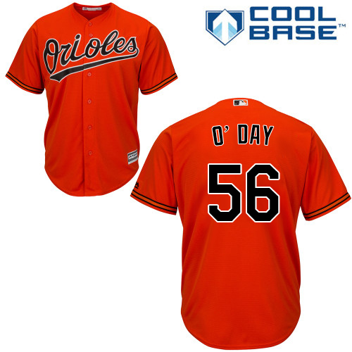 Youth Majestic Baltimore Orioles #56 Darren O'Day Authentic Orange Alternate Cool Base MLB Jersey