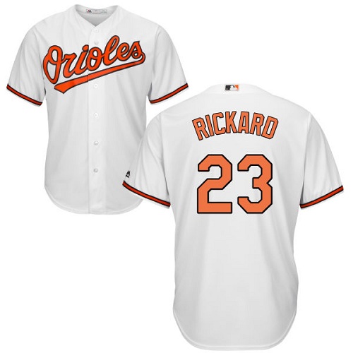 Youth Majestic Baltimore Orioles #23 Joey Rickard Replica White Home Cool Base MLB Jersey