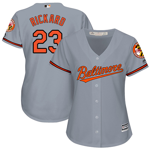 Women's Majestic Baltimore Orioles #23 Joey Rickard Authentic Grey Road Cool Base MLB Jersey