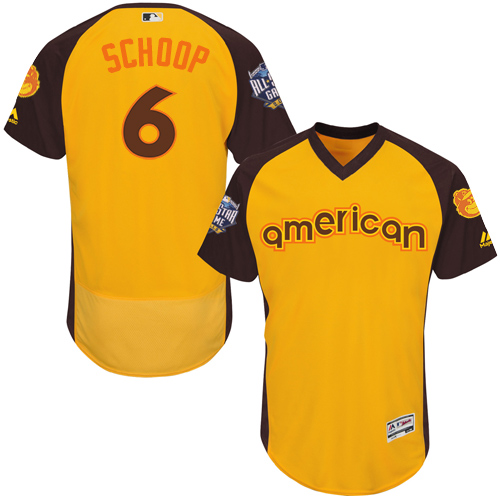 Men's Majestic Baltimore Orioles #6 Jonathan Schoop Yellow 2016 All-Star American League BP Authentic Collection Flex Base MLB Jersey