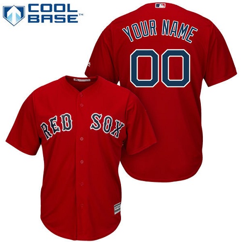 Men's Majestic Boston Red Sox Customized Replica Red Alternate Home Cool Base MLB Jersey