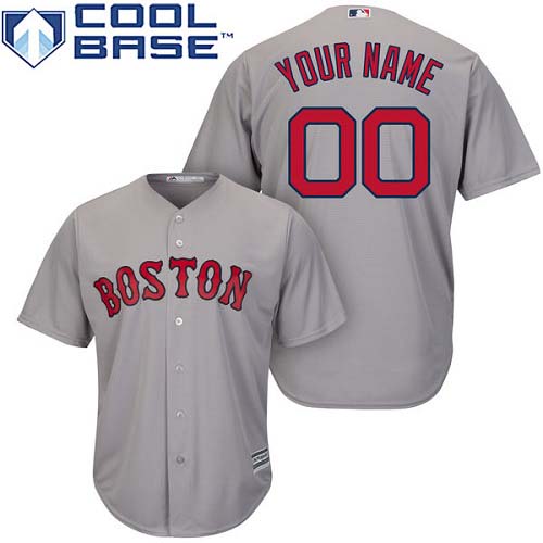Youth Majestic Boston Red Sox Customized Authentic Grey Road Cool Base MLB Jersey