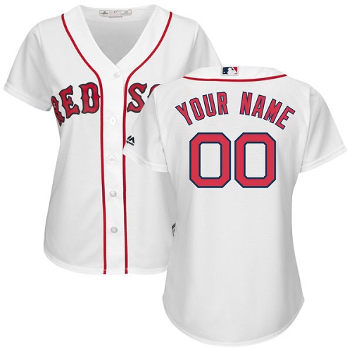 Women's Majestic Boston Red Sox Customized Replica White Home Cool Base MLB Jersey