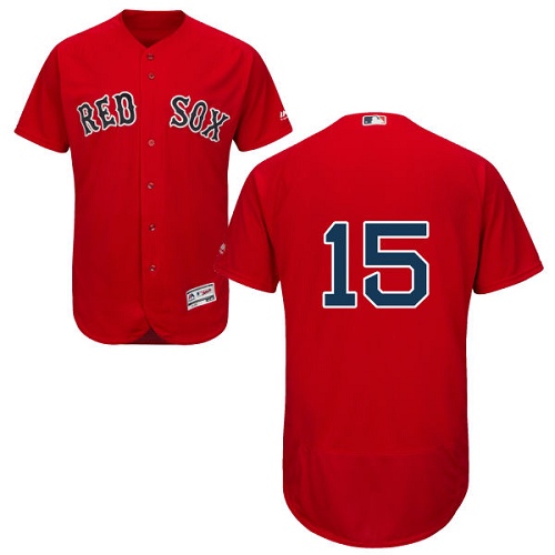 Men's Majestic Boston Red Sox #15 Dustin Pedroia Authentic Red Alternate Home Cool Base MLB Jersey