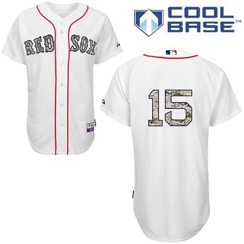 Men's Majestic Boston Red Sox #15 Dustin Pedroia Authentic White USMC Cool Base MLB Jersey