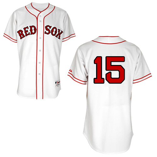Men's Majestic Boston Red Sox #15 Dustin Pedroia Authentic White 1936 Turn Back The Clock MLB Jersey
