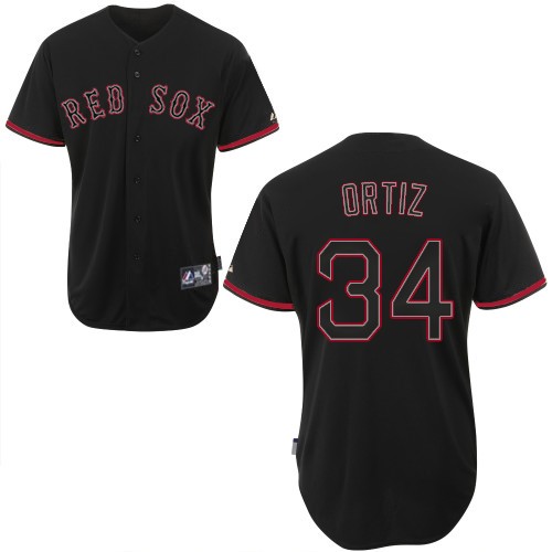 Men's Majestic Boston Red Sox #34 David Ortiz Authentic Black Fashion MLB Jersey