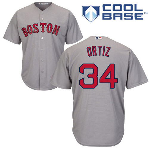 Youth Majestic Boston Red Sox #34 David Ortiz Authentic Grey Road Cool Base MLB Jersey