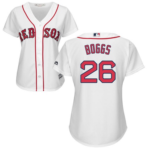 Women's Majestic Boston Red Sox #26 Wade Boggs Replica White Home MLB Jersey