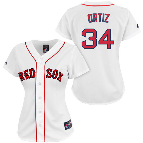 Women's Majestic Boston Red Sox #34 David Ortiz Authentic White MLB Jersey