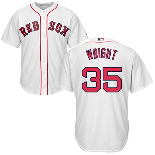 Youth Majestic Boston Red Sox #35 Steven Wright Replica White Home Cool Base MLB Jersey