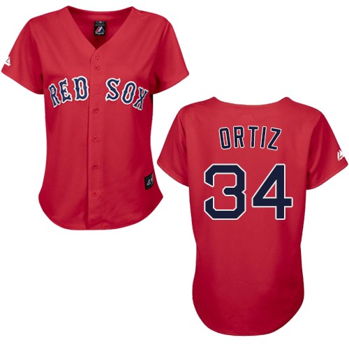 Women's Majestic Boston Red Sox #34 David Ortiz Replica Red MLB Jersey