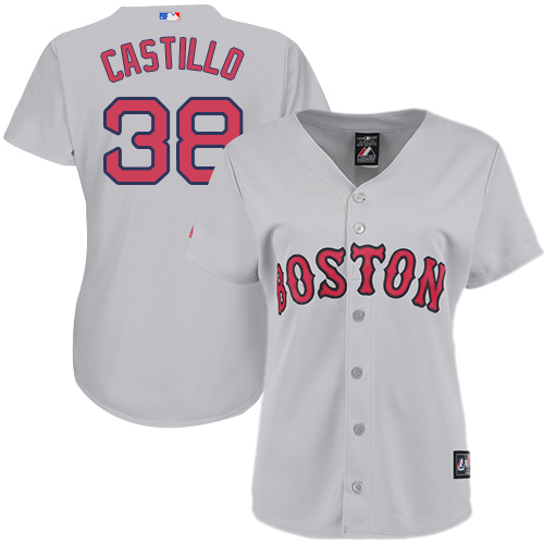 Women's Majestic Boston Red Sox #38 Rusney Castillo Replica Grey Road MLB Jersey