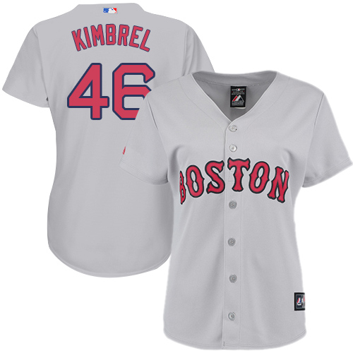 Women's Majestic Boston Red Sox #46 Craig Kimbrel Authentic Grey Road MLB Jersey