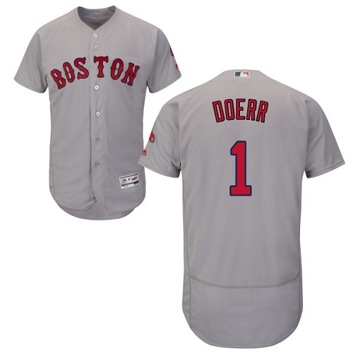 Men's Majestic Boston Red Sox #1 Bobby Doerr Authentic Grey Road Cool Base MLB Jersey