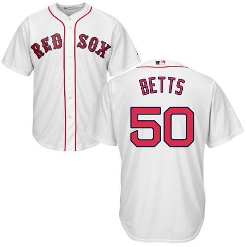 Youth Majestic Boston Red Sox #50 Mookie Betts Replica White Home Cool Base MLB Jersey