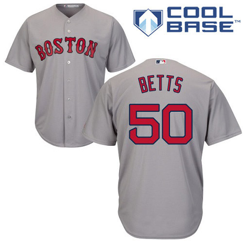 Youth Majestic Boston Red Sox #50 Mookie Betts Authentic Grey Road Cool Base MLB Jersey