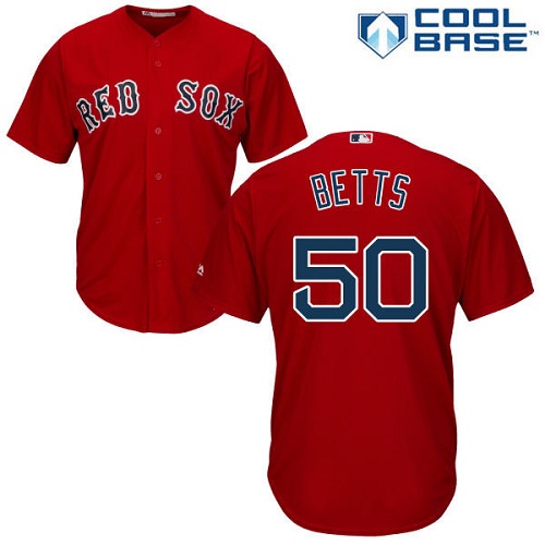 Youth Majestic Boston Red Sox #50 Mookie Betts Replica Red Alternate Home Cool Base MLB Jersey
