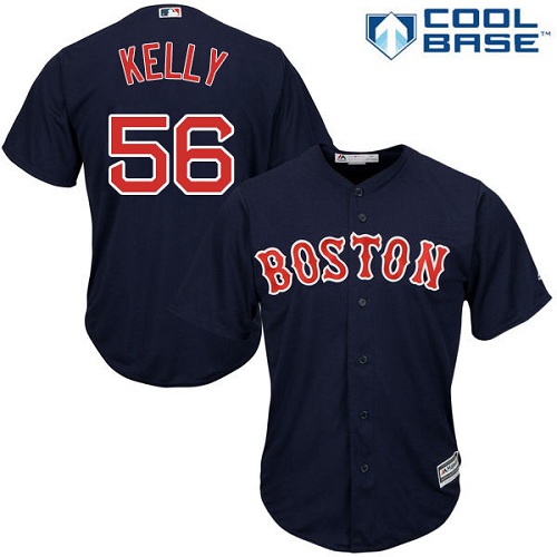 Youth Majestic Boston Red Sox #56 Joe Kelly Replica Navy Blue Alternate Road Cool Base MLB Jersey