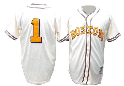 Men's Mitchell and Ness Boston Red Sox #1 Bobby Doerr Authentic Cream Throwback MLB Jersey