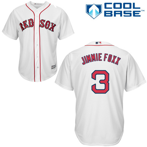 Men's Majestic Boston Red Sox #3 Jimmie Foxx Replica White Home Cool Base MLB Jersey