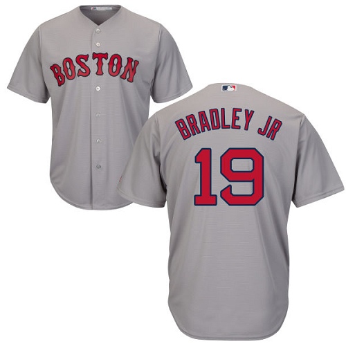 Youth Majestic Boston Red Sox #19 Jackie Bradley Jr Replica Grey Road Cool Base MLB Jersey