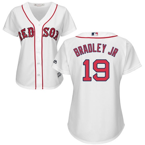 Women's Majestic Boston Red Sox #19 Jackie Bradley Jr Authentic White Home MLB Jersey