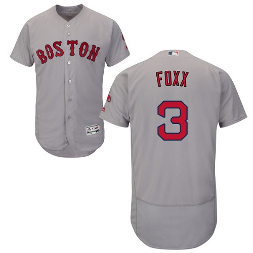 Men's Majestic Boston Red Sox #3 Jimmie Foxx Authentic Grey Road Cool Base MLB Jersey