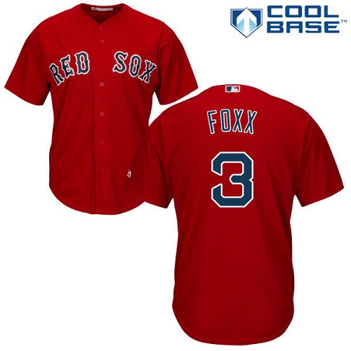 Men's Majestic Boston Red Sox #3 Jimmie Foxx Replica Red Alternate Home Cool Base MLB Jersey
