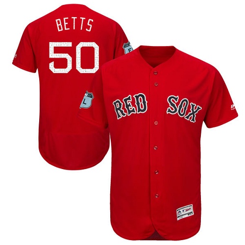 Men's Majestic Boston Red Sox #50 Mookie Betts Scarlet 2017 Spring Training Authentic Collection Flex Base MLB Jersey
