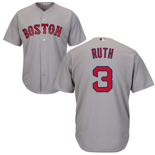 Youth Majestic Boston Red Sox #3 Babe Ruth Replica Grey Road Cool Base MLB Jersey