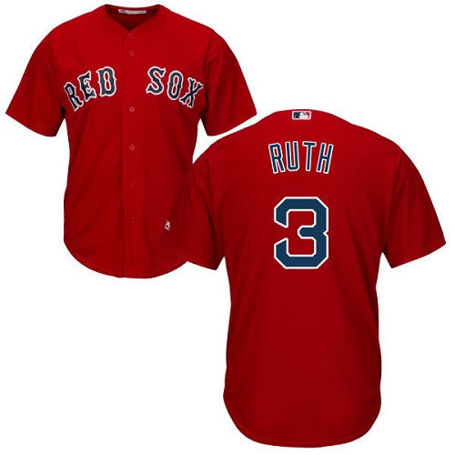 Youth Majestic Boston Red Sox #3 Babe Ruth Authentic Red Alternate Home Cool Base MLB Jersey