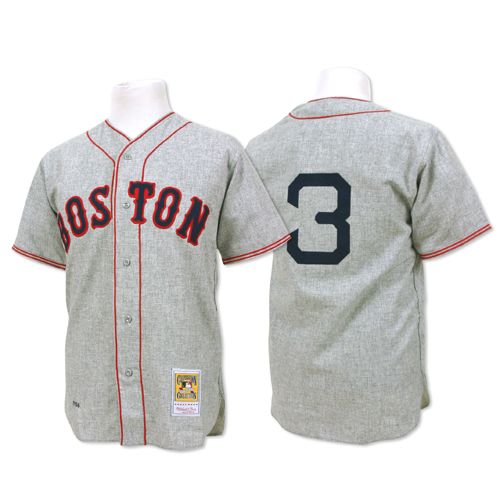 Men's Mitchell and Ness 1936 Boston Red Sox #3 Jimmie Foxx Replica Grey Throwback MLB Jersey