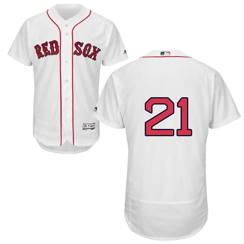 Men's Majestic Boston Red Sox #21 Roger Clemens White Flexbase Authentic Collection MLB Jersey