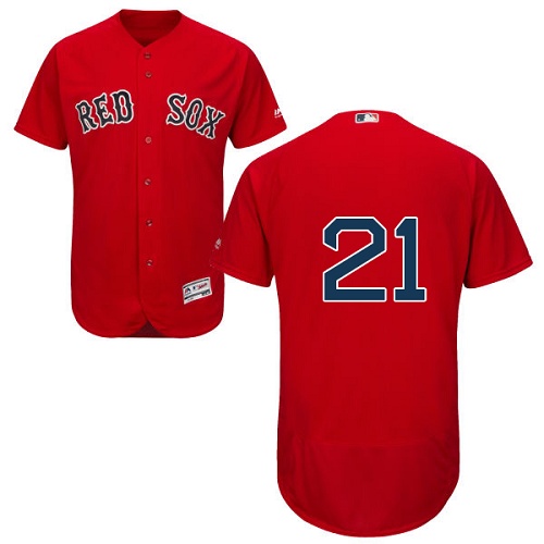 Men's Majestic Boston Red Sox #21 Roger Clemens Red Flexbase Authentic Collection MLB Jersey