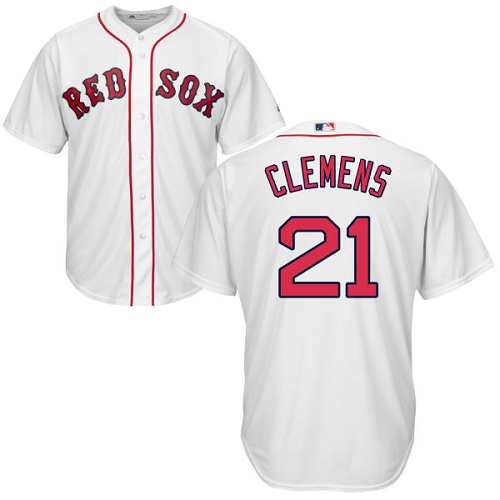 Youth Majestic Boston Red Sox #21 Roger Clemens Authentic White Home Cool Base MLB Jersey