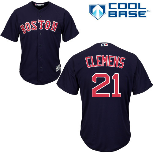 Youth Majestic Boston Red Sox #21 Roger Clemens Replica Navy Blue Alternate Road Cool Base MLB Jersey