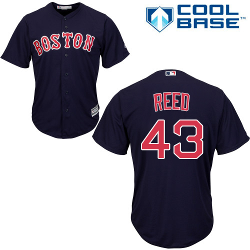 Men's Majestic Boston Red Sox #43 Addison Reed Replica Navy Blue Alternate Road Cool Base MLB Jersey