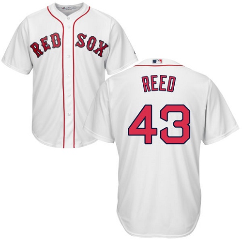 Youth Majestic Boston Red Sox #43 Addison Reed Authentic White Home Cool Base MLB Jersey