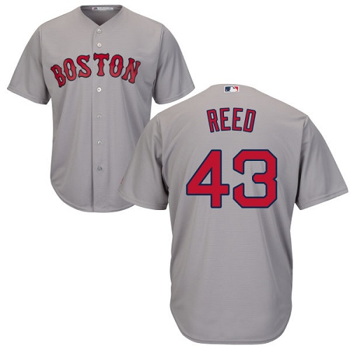 Youth Majestic Boston Red Sox #43 Addison Reed Replica Grey Road Cool Base MLB Jersey