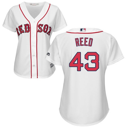 Women's Majestic Boston Red Sox #43 Addison Reed Replica White Home MLB Jersey