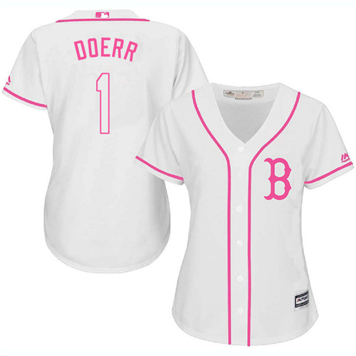 Women's Majestic Boston Red Sox #1 Bobby Doerr Replica White Fashion MLB Jersey