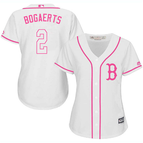 Women's Majestic Boston Red Sox #2 Xander Bogaerts Replica White Fashion MLB Jersey