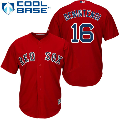 Youth Majestic Boston Red Sox #16 Andrew Benintendi Authentic Red Alternate Home Cool Base MLB Jersey