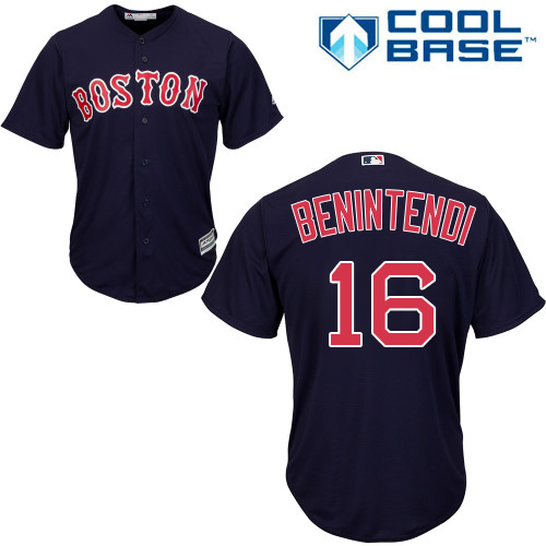 Youth Majestic Boston Red Sox #16 Andrew Benintendi Replica Navy Blue Alternate Road Cool Base MLB Jersey