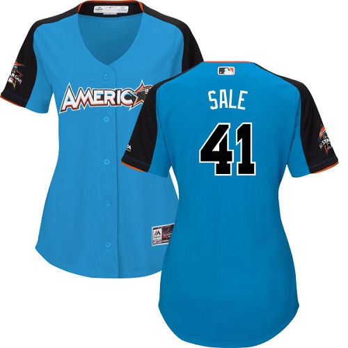 Women's Majestic Boston Red Sox #41 Chris Sale Authentic Blue American League 2017 MLB All-Star MLB Jersey