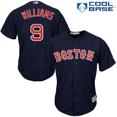 Men's Majestic Boston Red Sox #9 Ted Williams Replica Navy Blue Alternate Road Cool Base MLB Jersey
