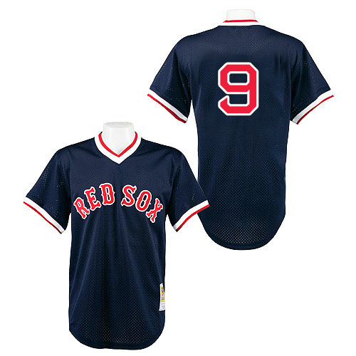 Men's Mitchell and Ness 1990 Boston Red Sox #9 Ted Williams Authentic Navy Blue Throwback MLB Jersey