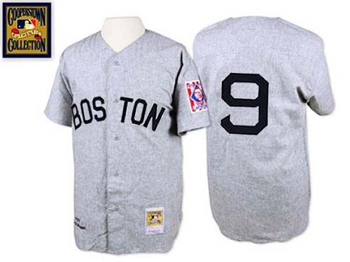 Men's Mitchell and Ness 1939 Boston Red Sox #9 Ted Williams Authentic Grey Throwback MLB Jersey